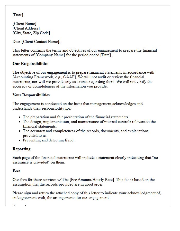 Corporate Preparation Engagement Representation Letter