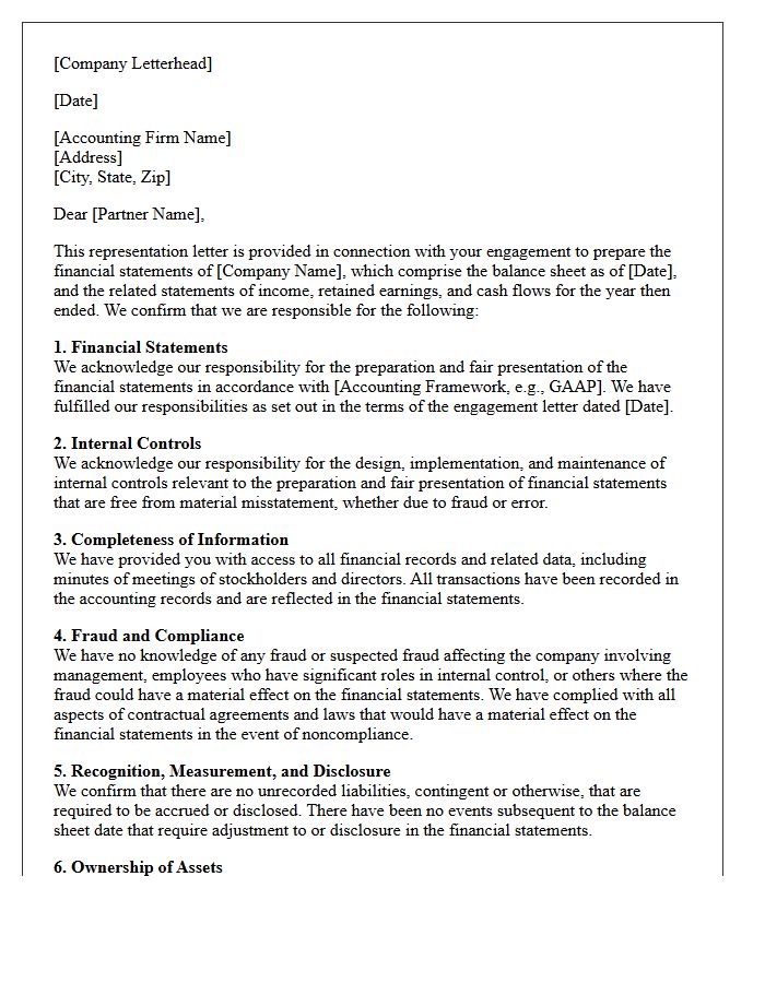 Management Preparation Engagement Representation Letter