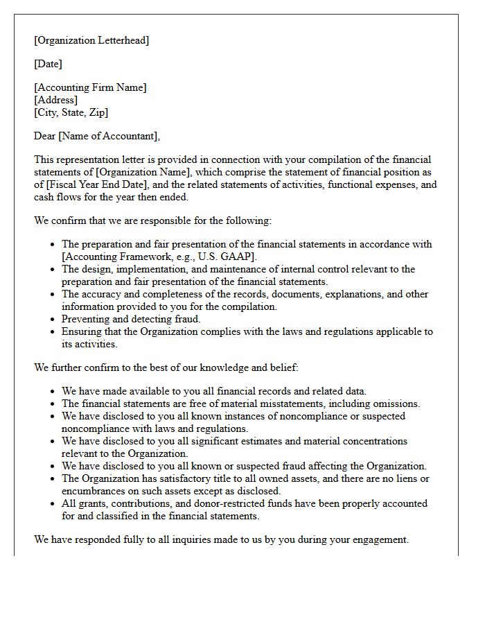 Not-For-Profit Compilation Engagement Representation Letter
