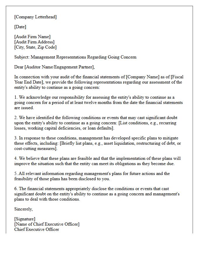 Auditor Evaluation of Going Concern Representation Letter