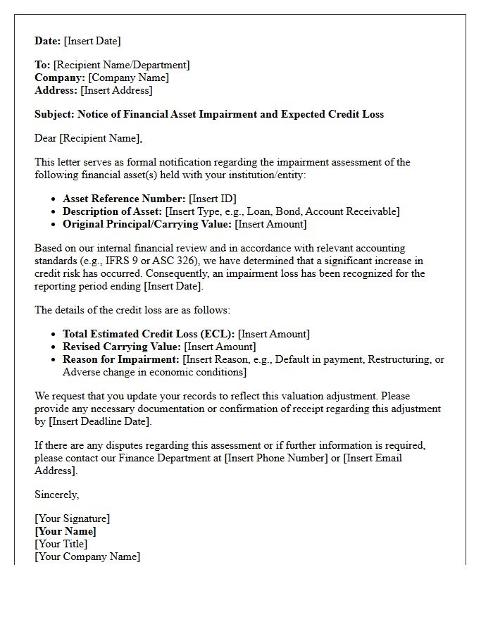 Financial Asset Impairment and Credit Loss Letter