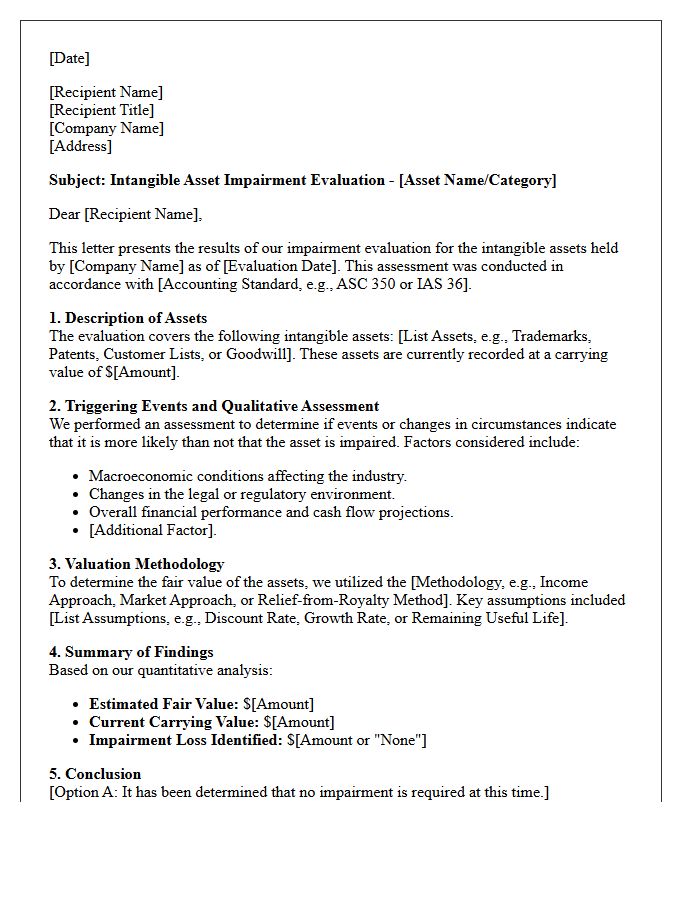Intangible Asset Impairment Evaluation Letter