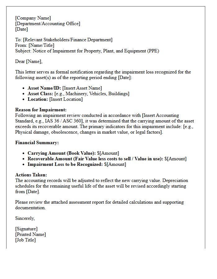 Property Plant and Equipment Impairment Letter