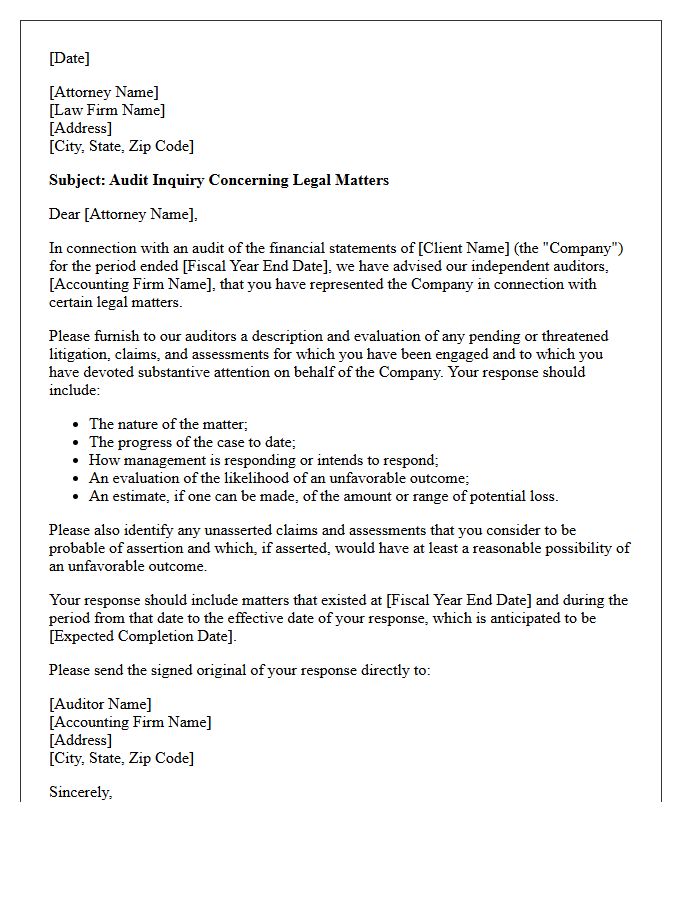 Accounting Firm Legal Representation Letter