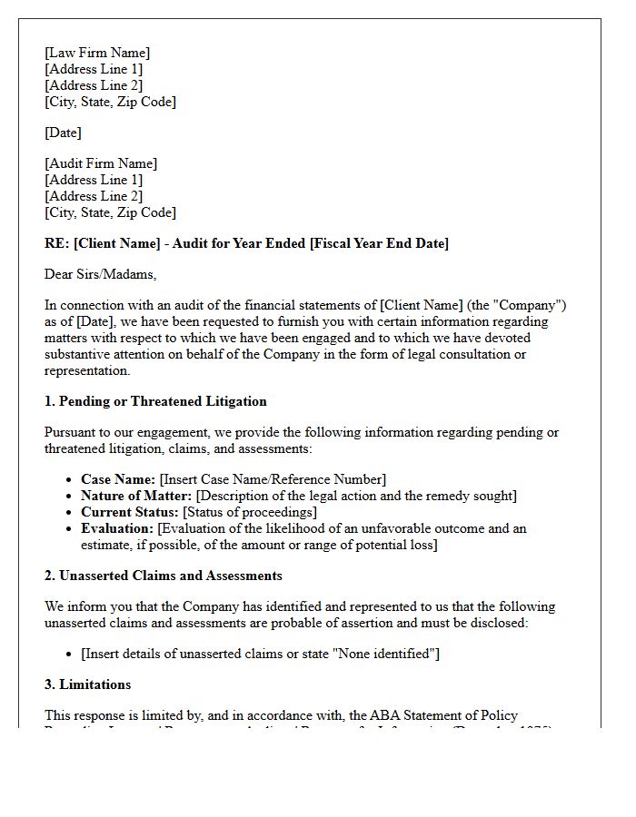 Contingent Liabilities and Litigation Attorney Letter