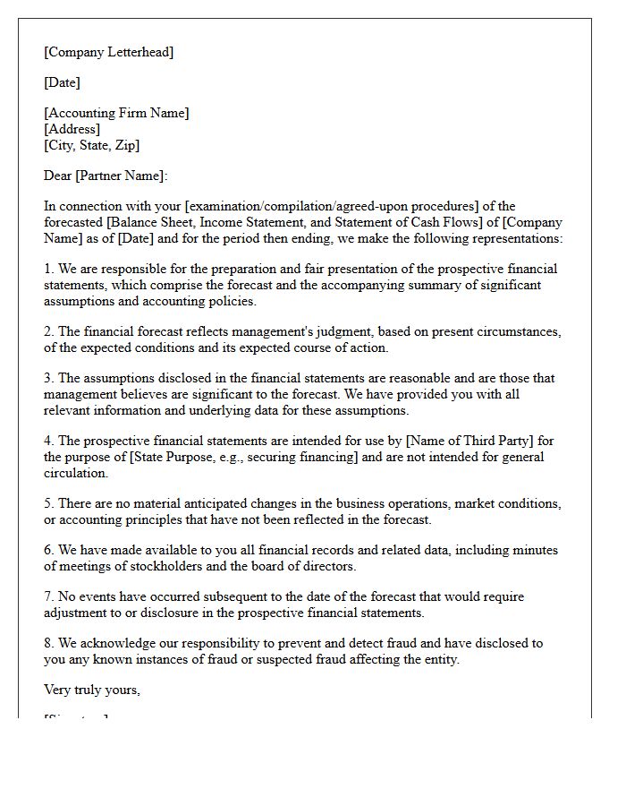 Third-Party Use Prospective Financial Statements Representation Letter