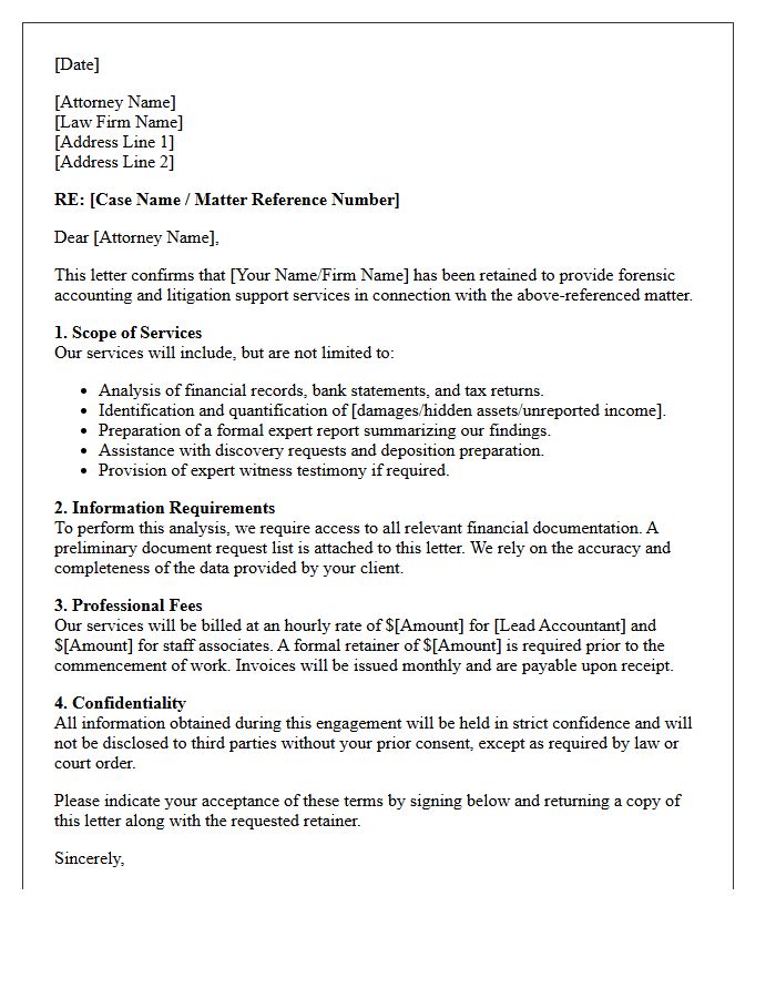 Litigation Support Forensic Accounting Letter
