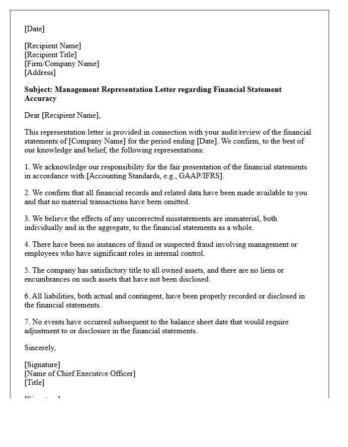 Financial Statement Accuracy Representation Letter