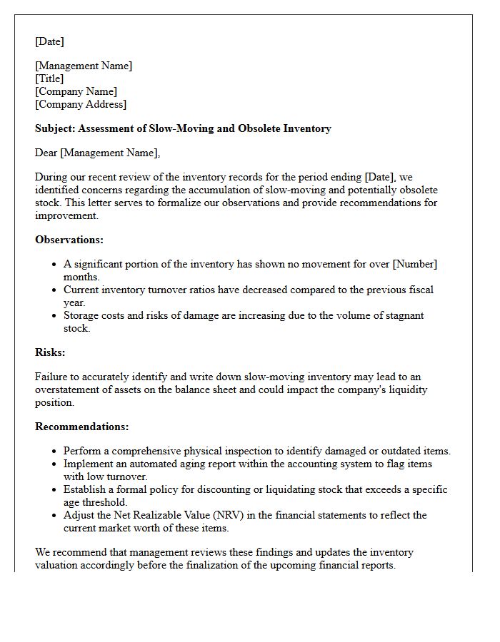 Management Letter Regarding Slow-Moving Inventory Assessment