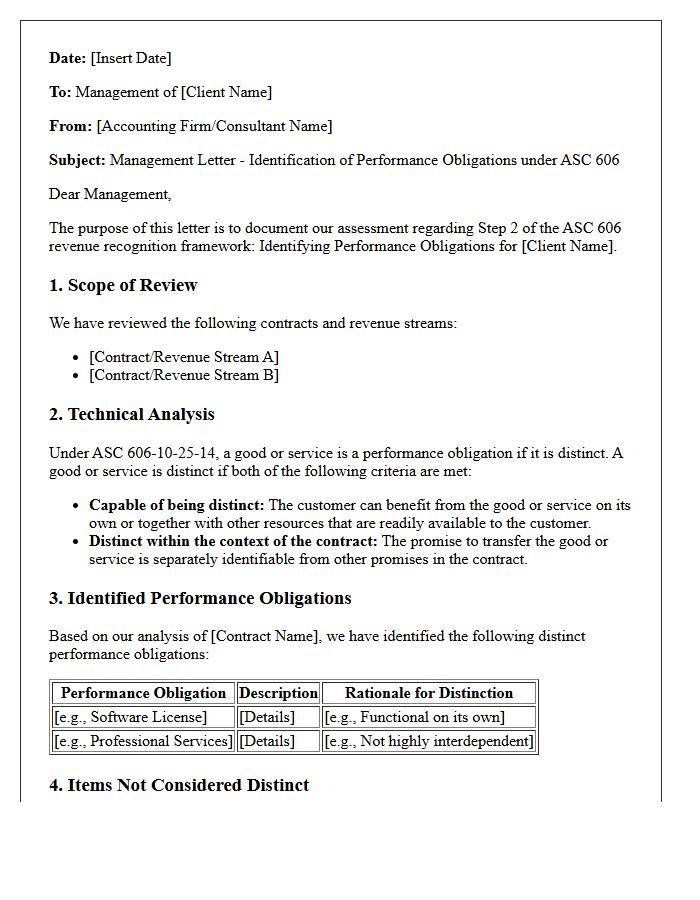 Management Letter on Identifying Performance Obligations Under ASC 606
