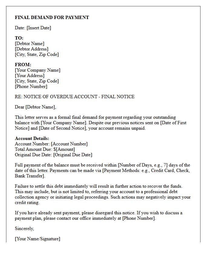 Final Debt Collection Demand Letter