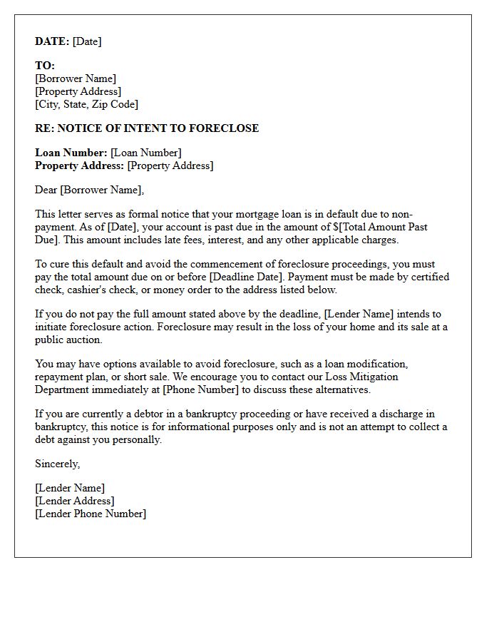 Notice of Intent to Foreclose Letter