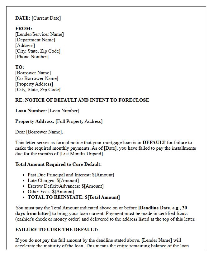 Pre-Foreclosure Final Demand Letter