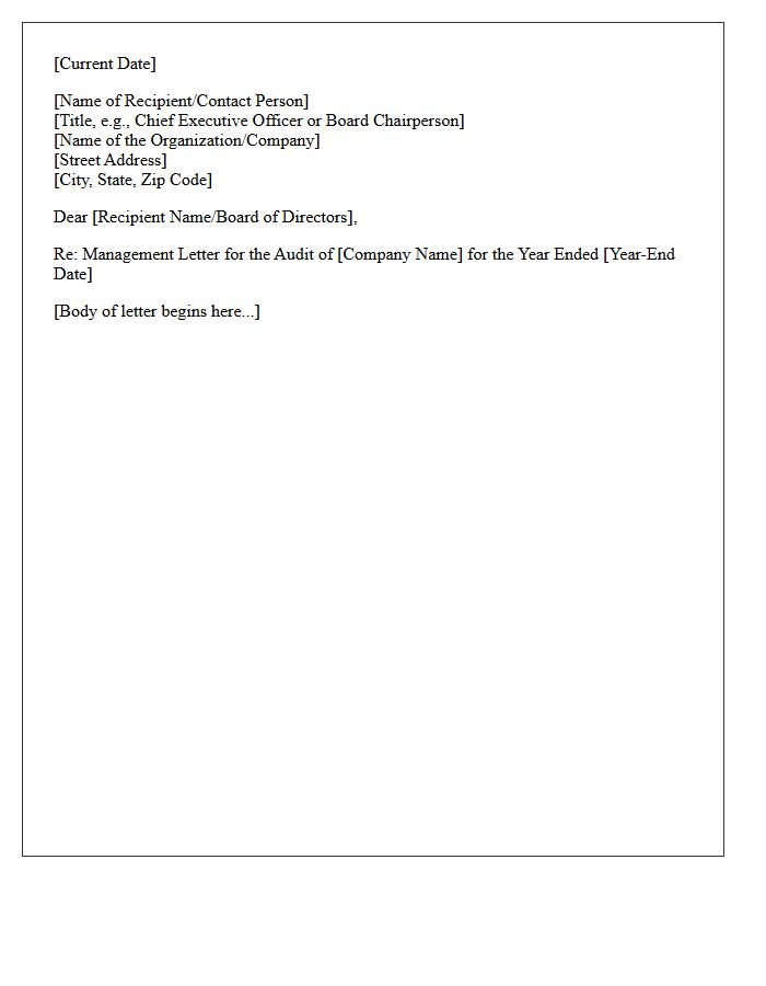 Date And Addressee Of The Management Letter