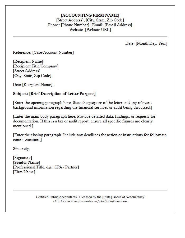 Official Letterhead Of The Accounting Firm