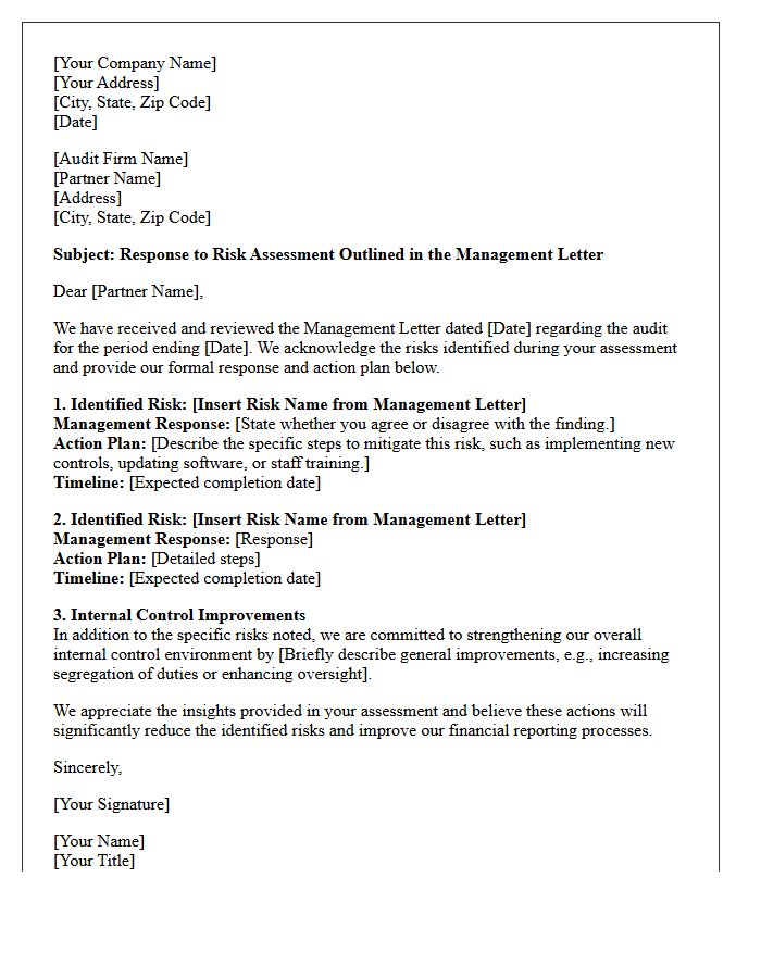 Risk Assessment Outlined In The Management Letter
