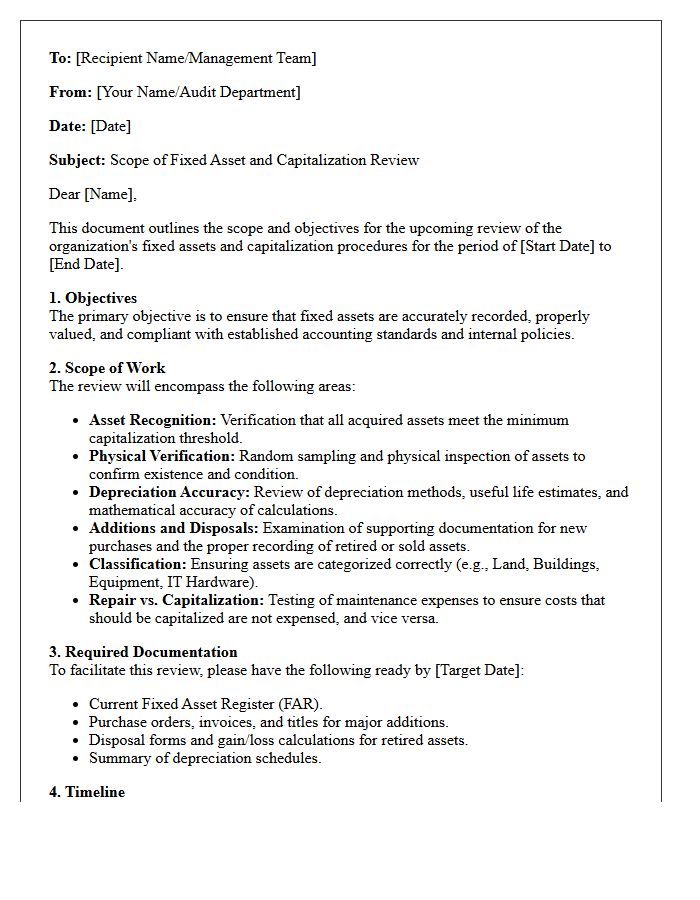 Scope Of Fixed Asset And Capitalization Review