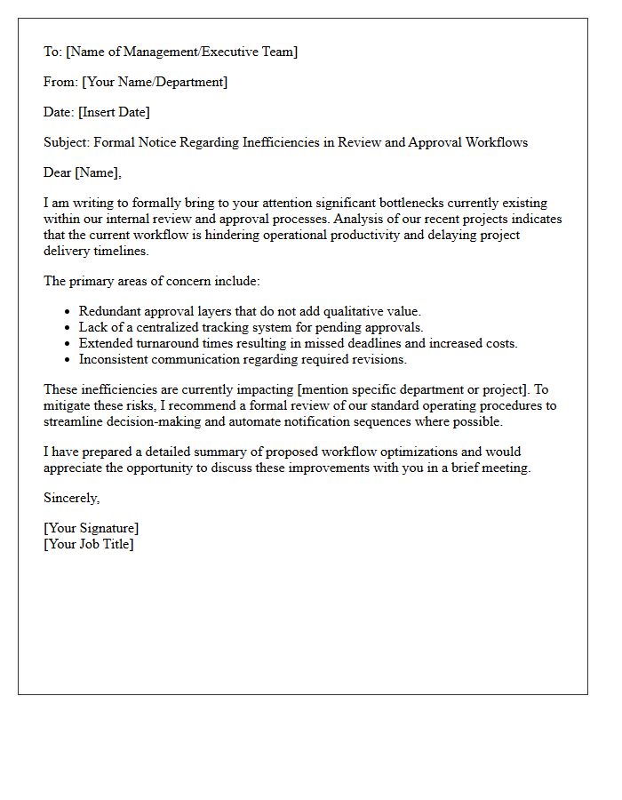 Management Letter Concerning Inefficient Review and Approval Workflows