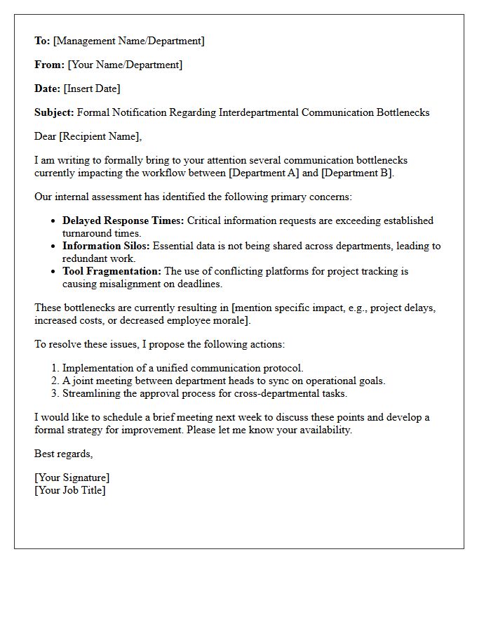 Management Letter Regarding Interdepartmental Communication Bottlenecks