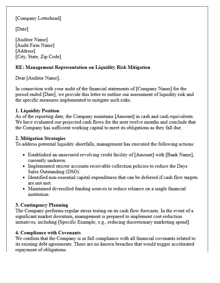 Auditor Letter Regarding Liquidity Risk Mitigation