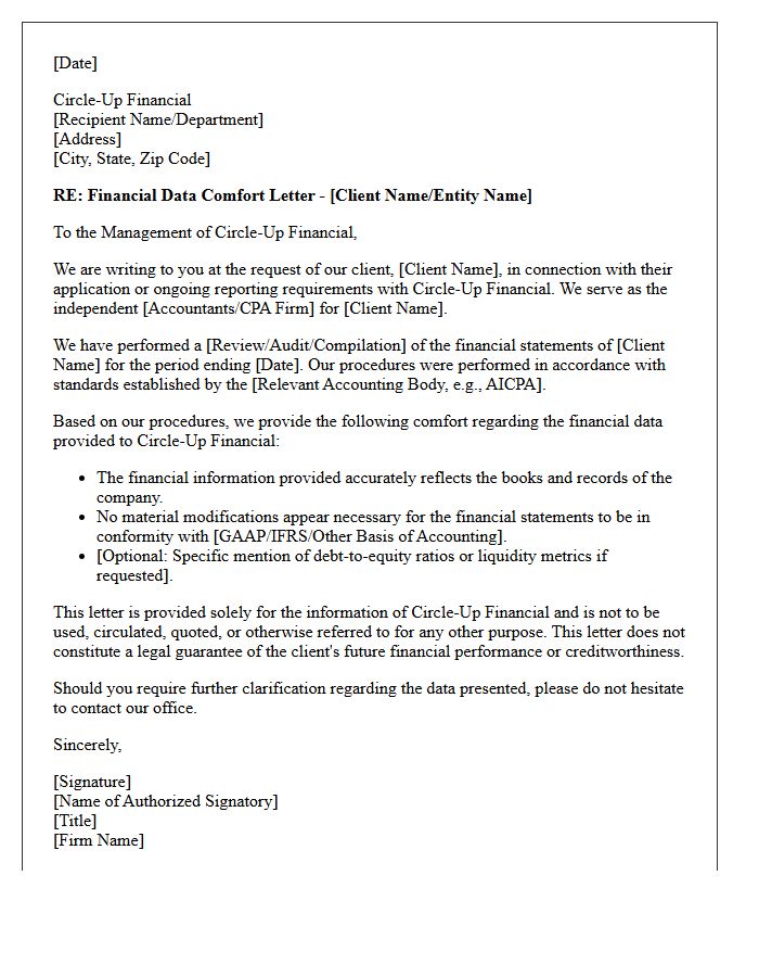 Circle-Up Financial Data Comfort Letter