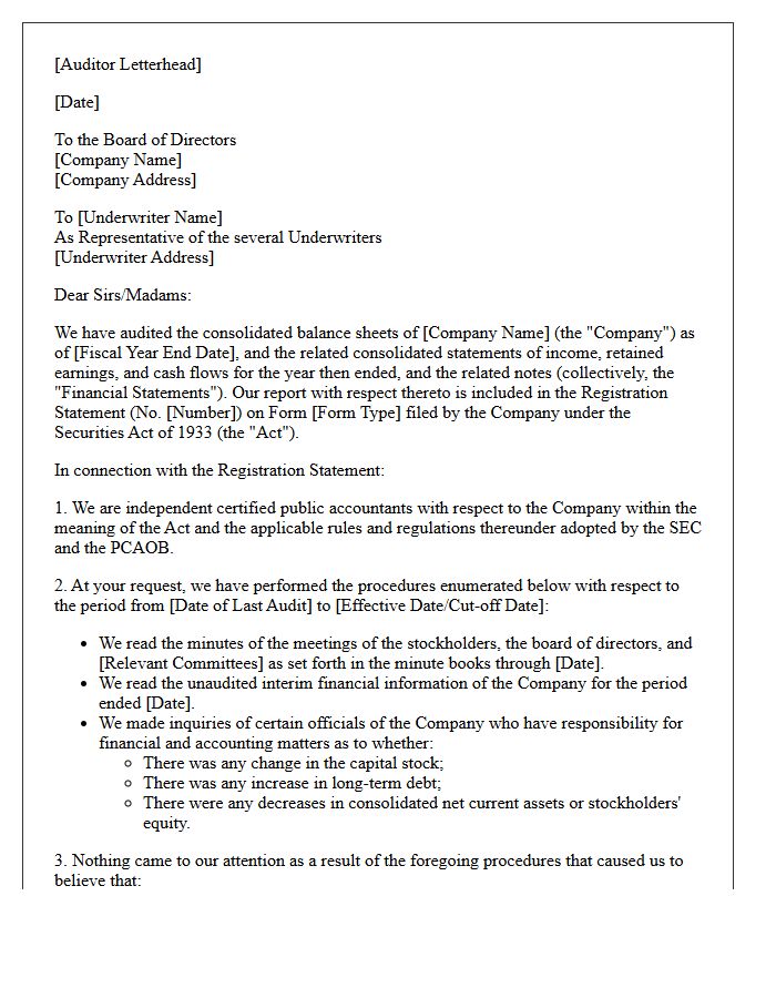 Subsequent Events Comfort Letter