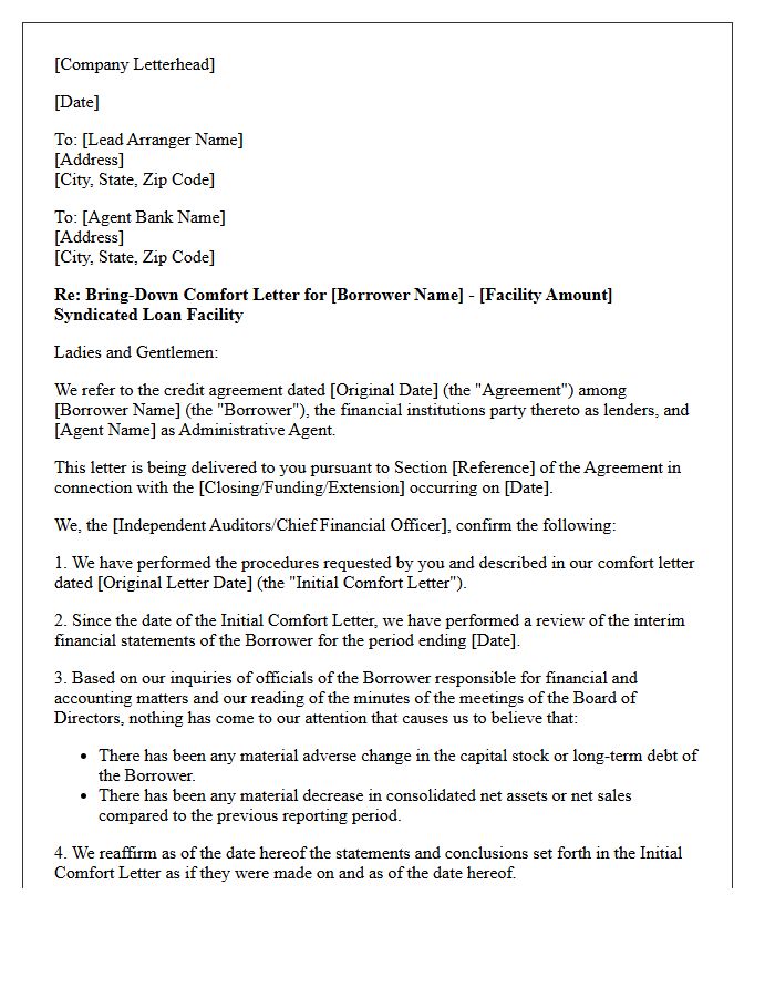 Syndicated Loan Bring-Down Comfort Letter