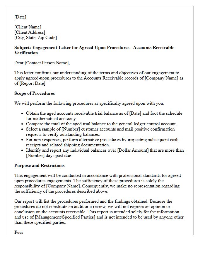 Agreed-Upon Procedures Letter for Accounts Receivable Verification