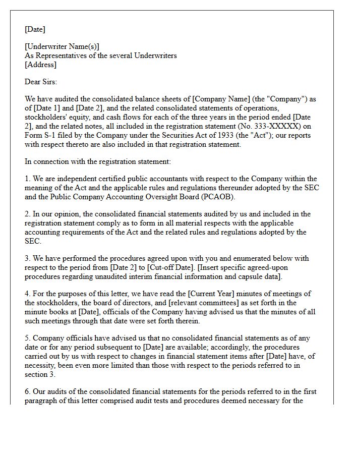 Initial Form S-1 Registration Statement Comfort Letter