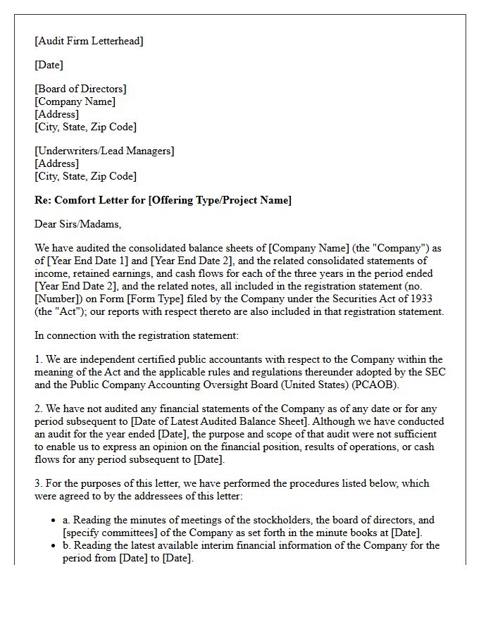 Subsequent Events Negative Assurance Comfort Letter