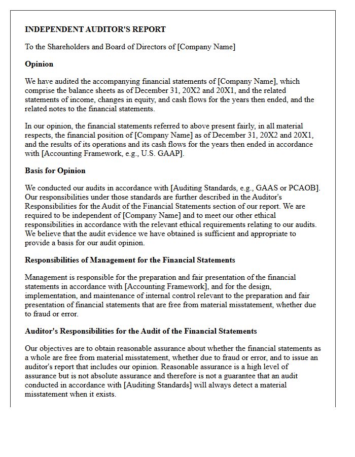 Comparative Unqualified Audit Opinion Letter