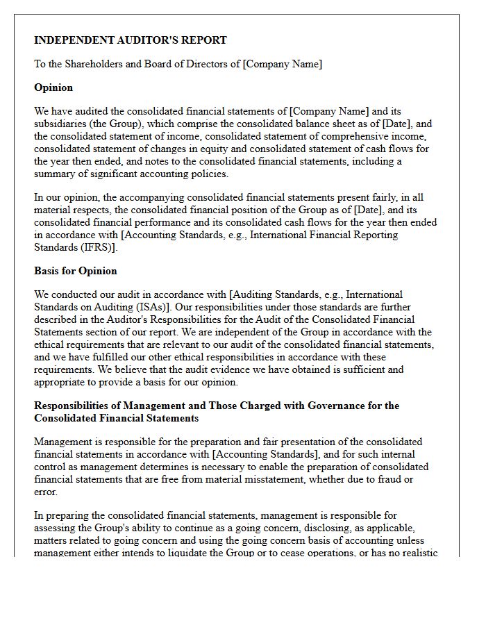 Consolidated Unqualified Audit Opinion Letter