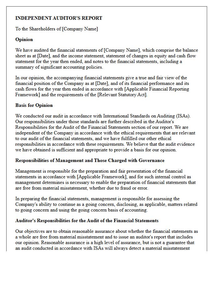 Statutory Unqualified Audit Opinion Letter