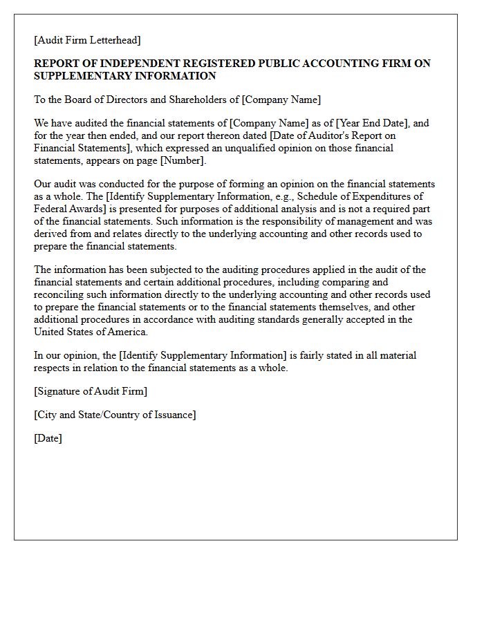 Supplementary Information Unqualified Audit Opinion Letter