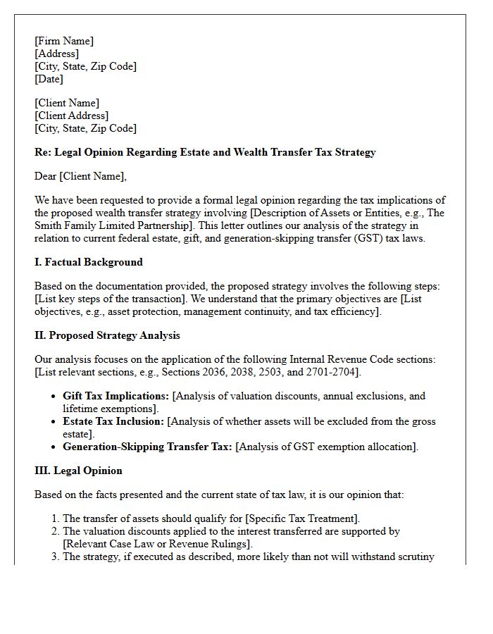 Estate and Wealth Transfer Tax Strategy Opinion Letter