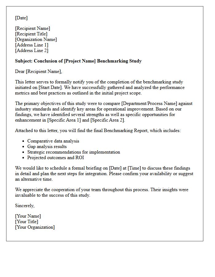 Benchmarking Study Conclusion Letter