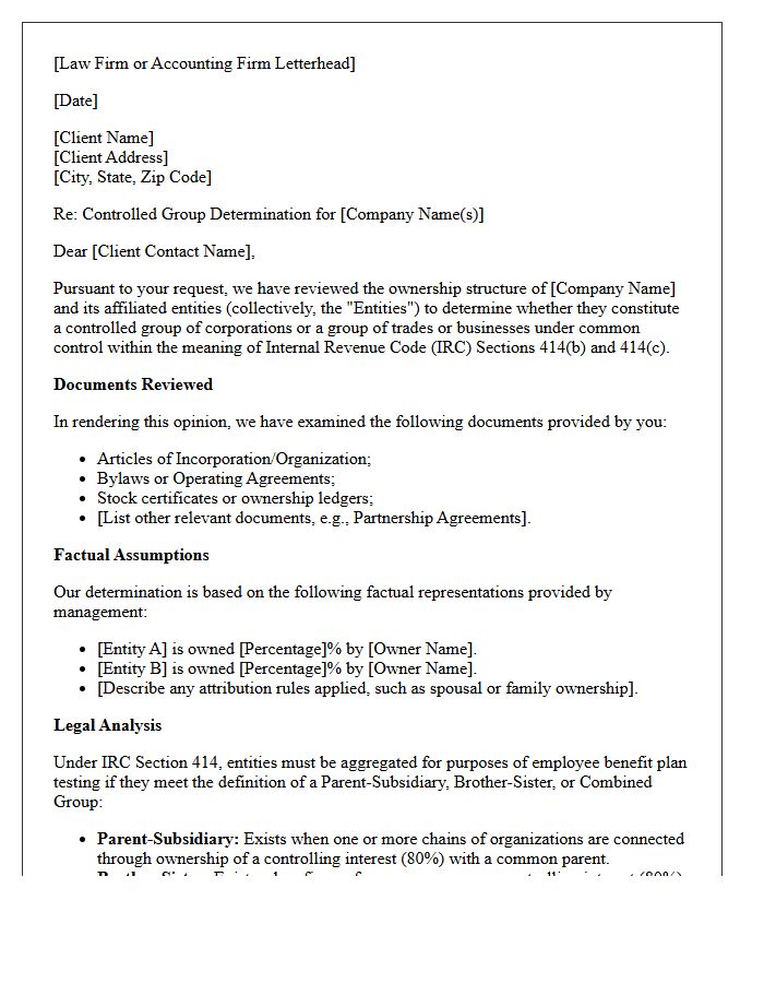Controlled Group Determination Opinion Letter