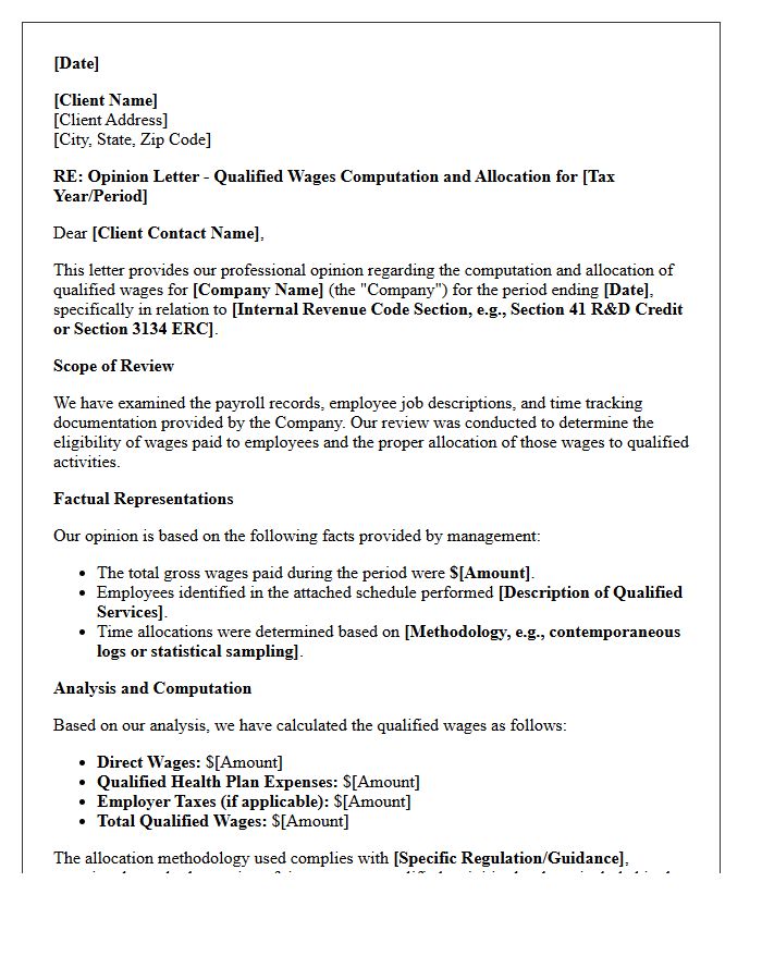 Qualified Wages Computation and Allocation Opinion Letter