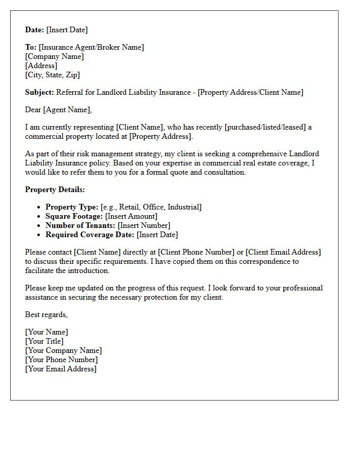 Commercial Broker Landlord Liability Policy Referral Request Letter