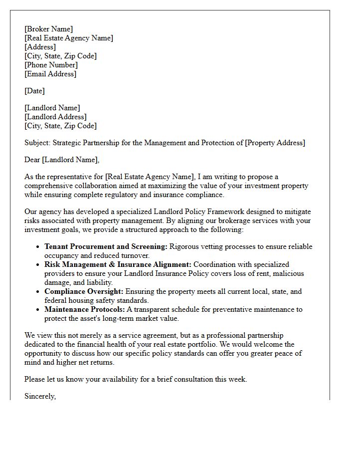 Comprehensive Landlord Policy Collaboration Letter for Real Estate Brokers