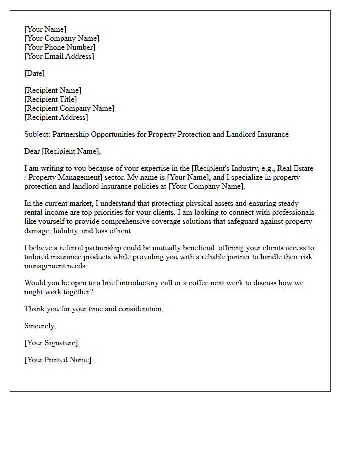 Property Protection and Landlord Policy Broker Networking Letter