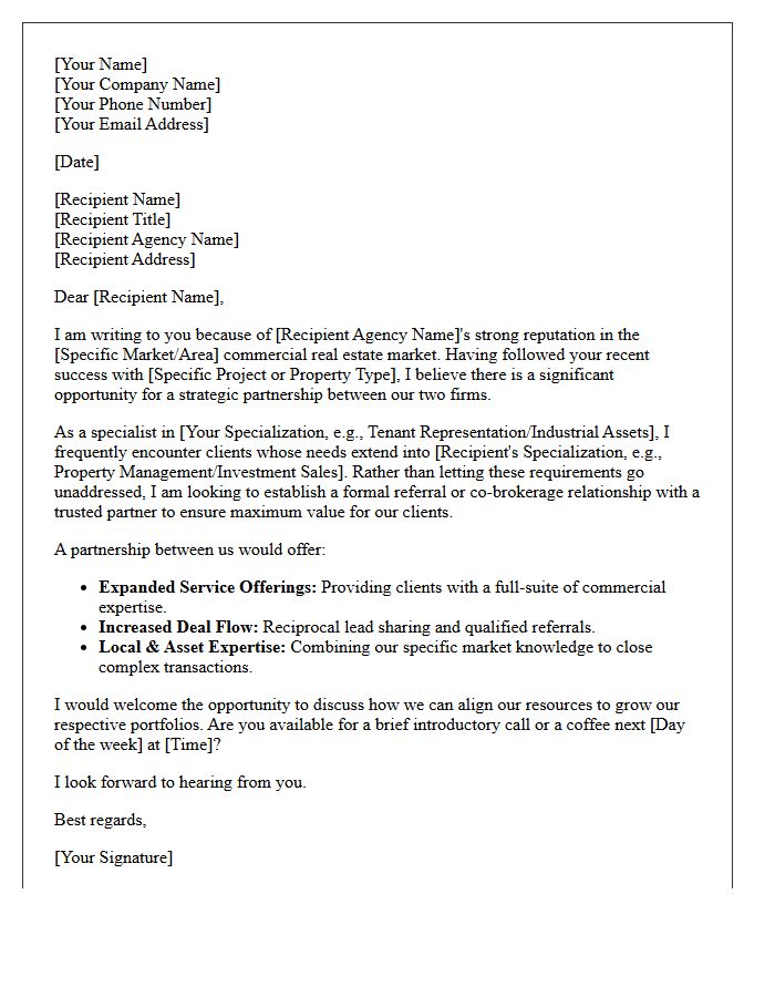 Strategic Agency Partnership Letter for Commercial Property Brokers