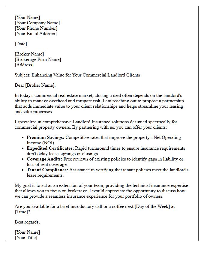 Value-Added Landlord Insurance Partnership Letter for Commercial Brokers