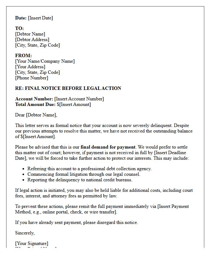 Final Collection Attempt and Litigation Notice Letter