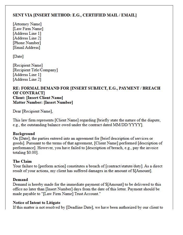Attorney Pre-Litigation Demand Letter
