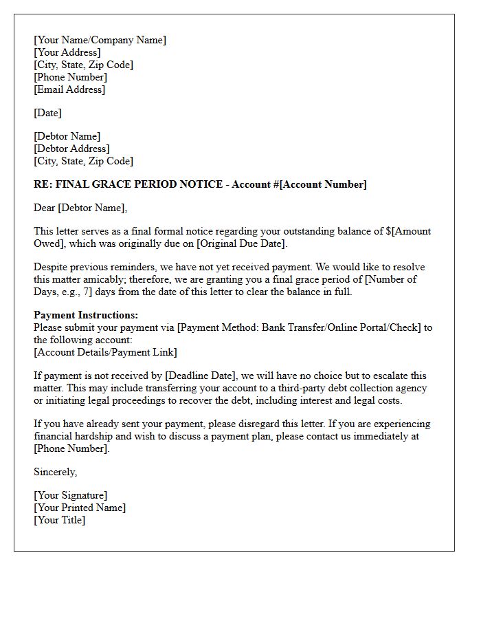 Debt Recovery Final Grace Period Letter