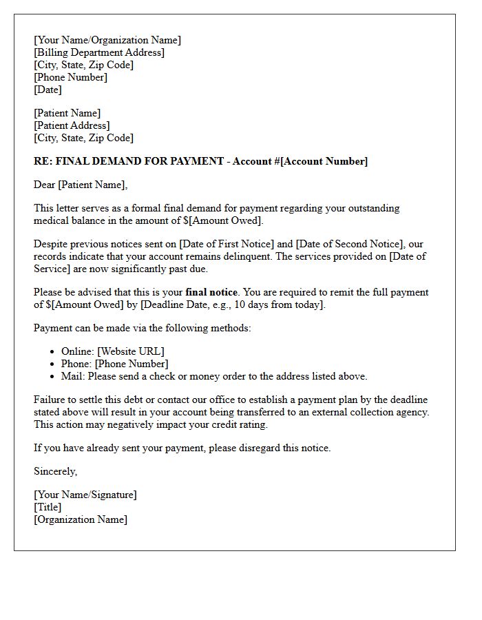 Final Demand Letter for Unpaid Medical Accounts
