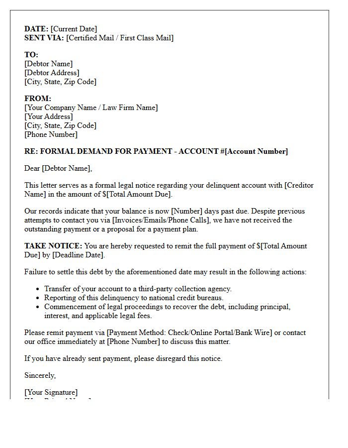Delinquent Account Legal Notice Letter