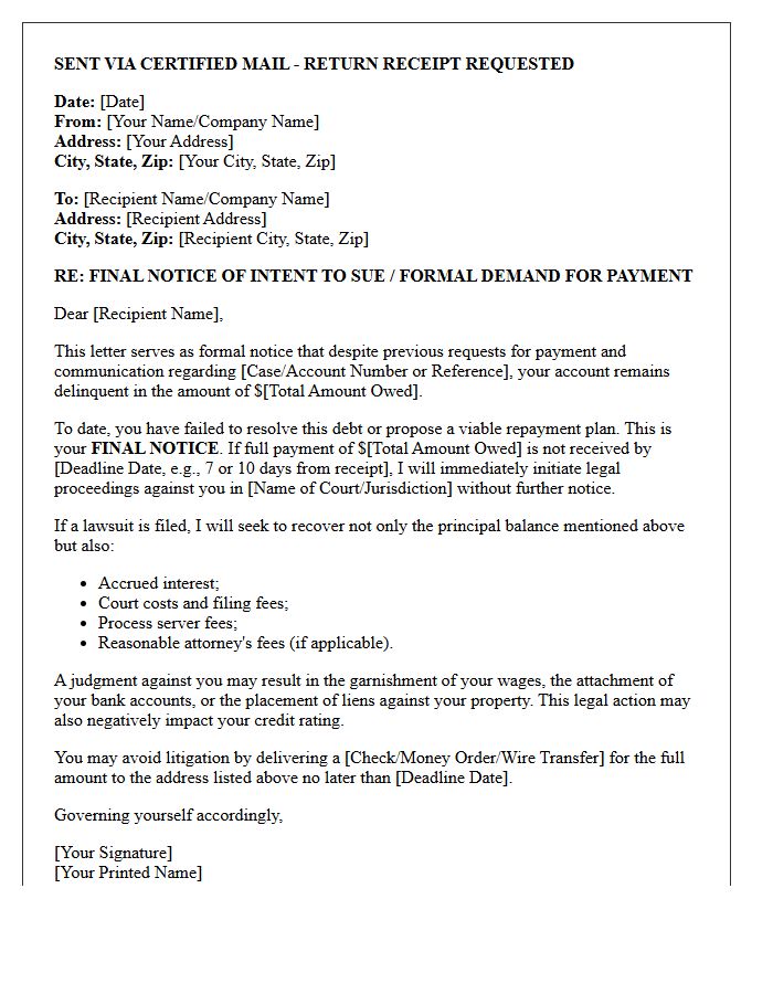 Final Notice of Intent to Sue Letter