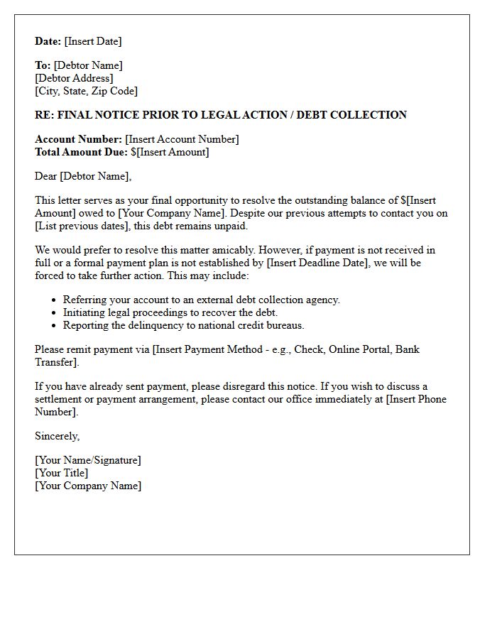 Final Opportunity to Resolve Debt Letter